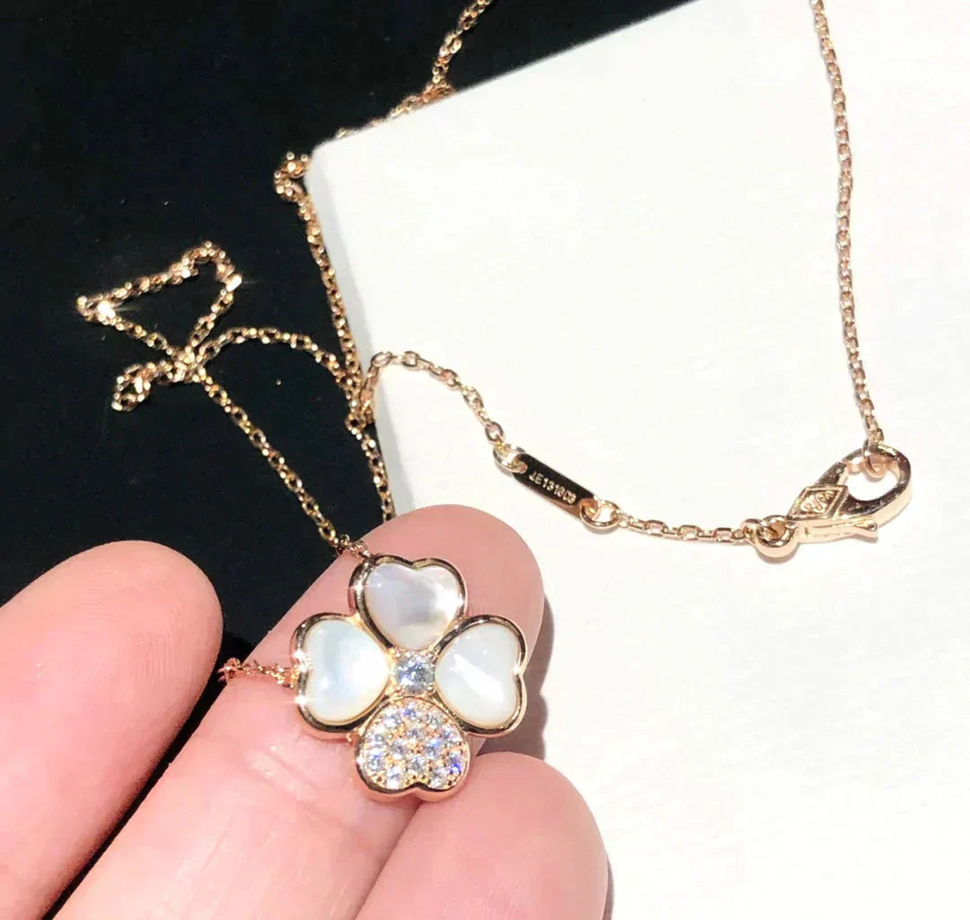 [✨ROSE✨]CLOVER MOP DIAMOND ROSE GOLD NECKLACE