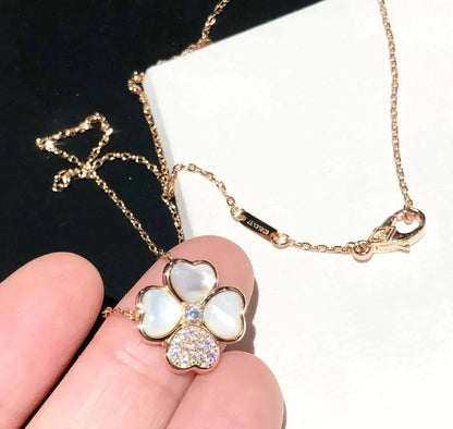 [✨ROSE✨]CLOVER MOP DIAMOND ROSE GOLD NECKLACE