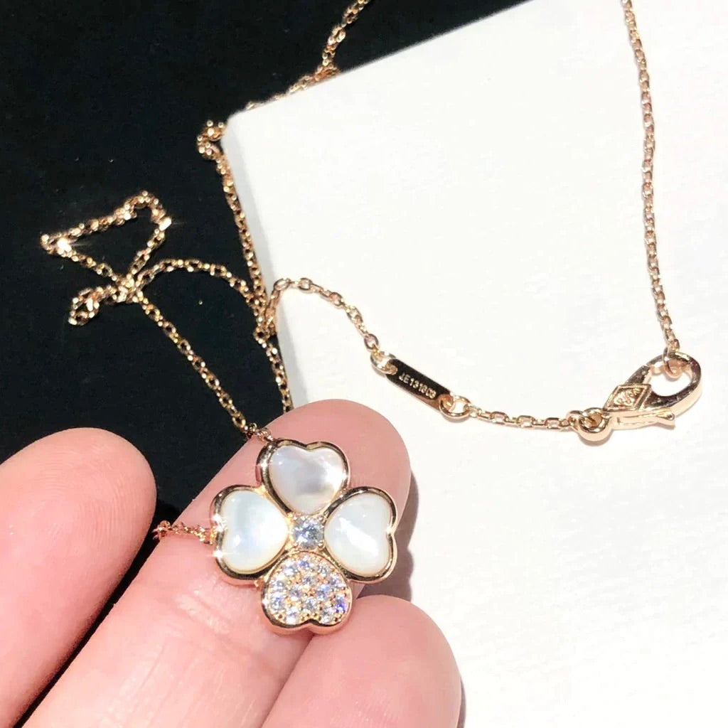 [✨ROSE✨]CLOVER MOP DIAMOND ROSE GOLD NECKLACE