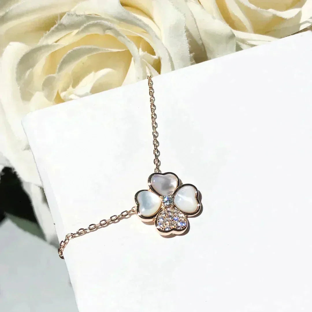 [✨ROSE✨]CLOVER MOP DIAMOND ROSE GOLD NECKLACE
