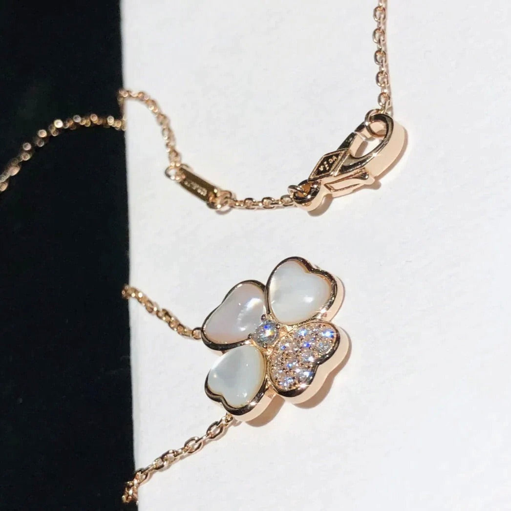 [✨ROSE✨]CLOVER MOP DIAMOND ROSE GOLD NECKLACE