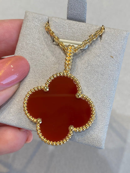 [✨ROSE✨]CLOVER 25MM NECKLACE GOLD CARNELIAN