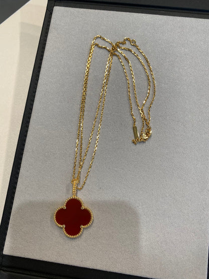 [✨ROSE✨]CLOVER 25MM NECKLACE GOLD CARNELIAN