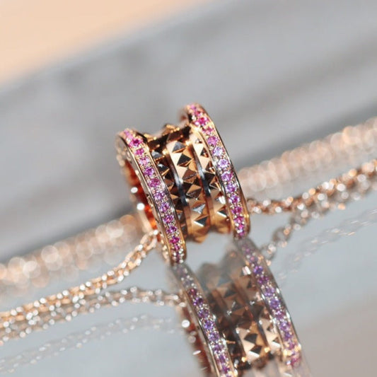 [✨ROSE✨]ZERO 1 ROCK PINK GOLD PINK DIAMOND NECKLACE