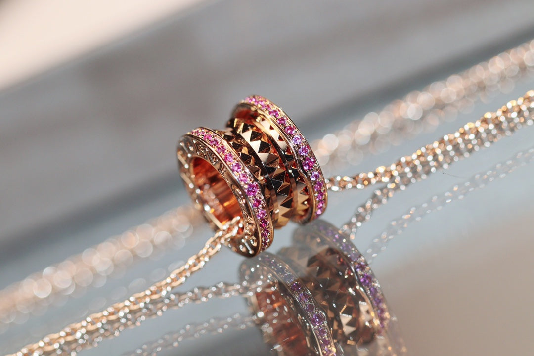[✨ROSE✨]ZERO 1 ROCK PINK GOLD PINK DIAMOND NECKLACE