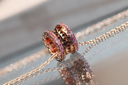 [✨ROSE✨]ZERO 1 ROCK PINK GOLD PINK DIAMOND NECKLACE