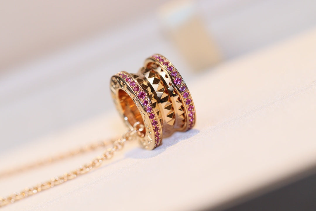 [✨ROSE✨]ZERO 1 ROCK PINK GOLD PINK DIAMOND NECKLACE