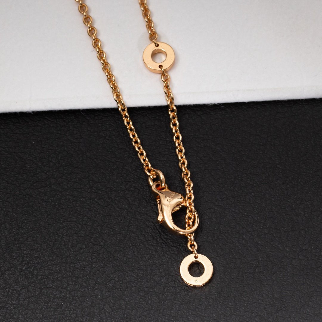 [✨ROSE✨]ZERO 1 WHITE CERAMIC PINK GOLD DIAMOND NECKLACE
