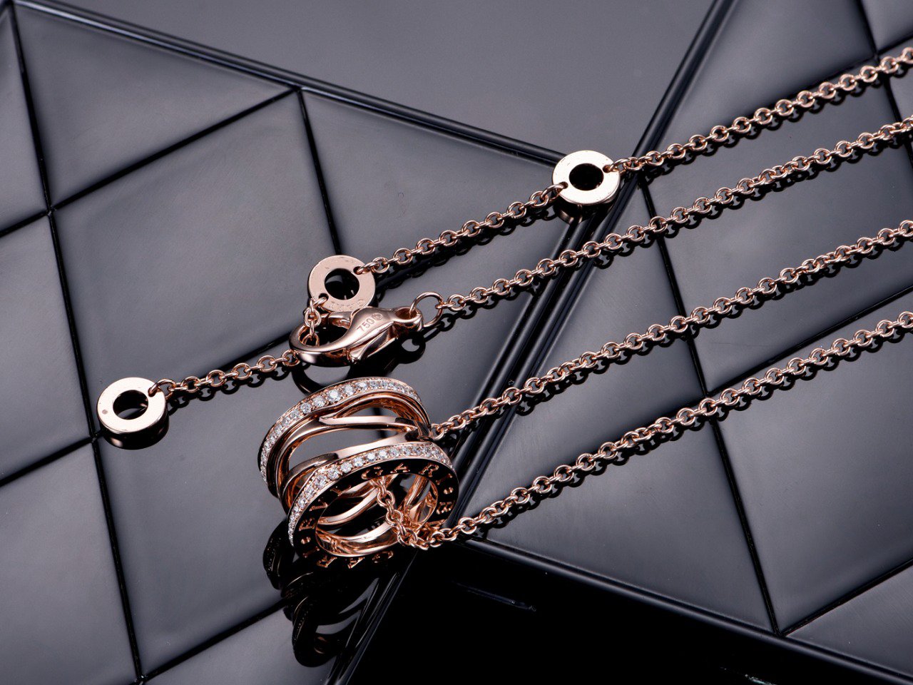 [✨ROSE✨]ZERO 1 PINK GOLD DIAMOND OPEN NECKLACE