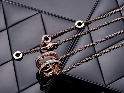 [✨ROSE✨]ZERO 1 PINK GOLD DIAMOND OPEN NECKLACE