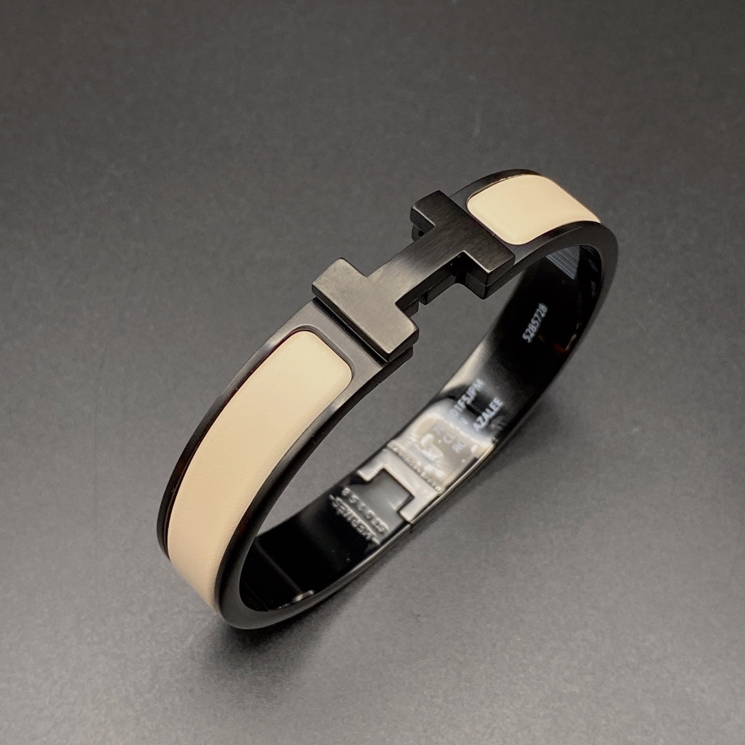 [✨ROSE✨]H BRACELET 12MM BLACK BEIGE CERAMIC