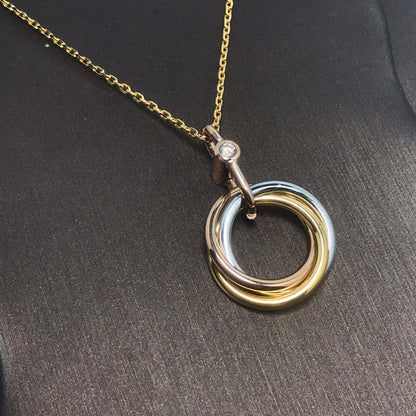 [✨ROSE✨]TRINITY SILVER GOLD PINK GOLD NECKLACE