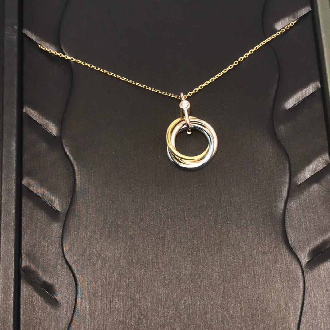 [✨ROSE✨]TRINITY SILVER GOLD PINK GOLD NECKLACE