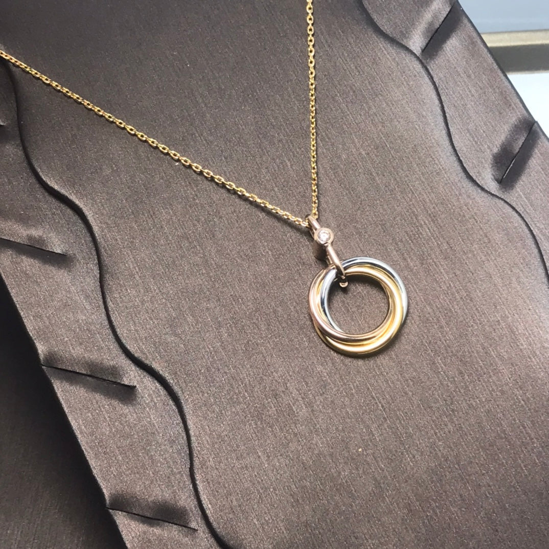 [✨ROSE✨]TRINITY SILVER GOLD PINK GOLD NECKLACE