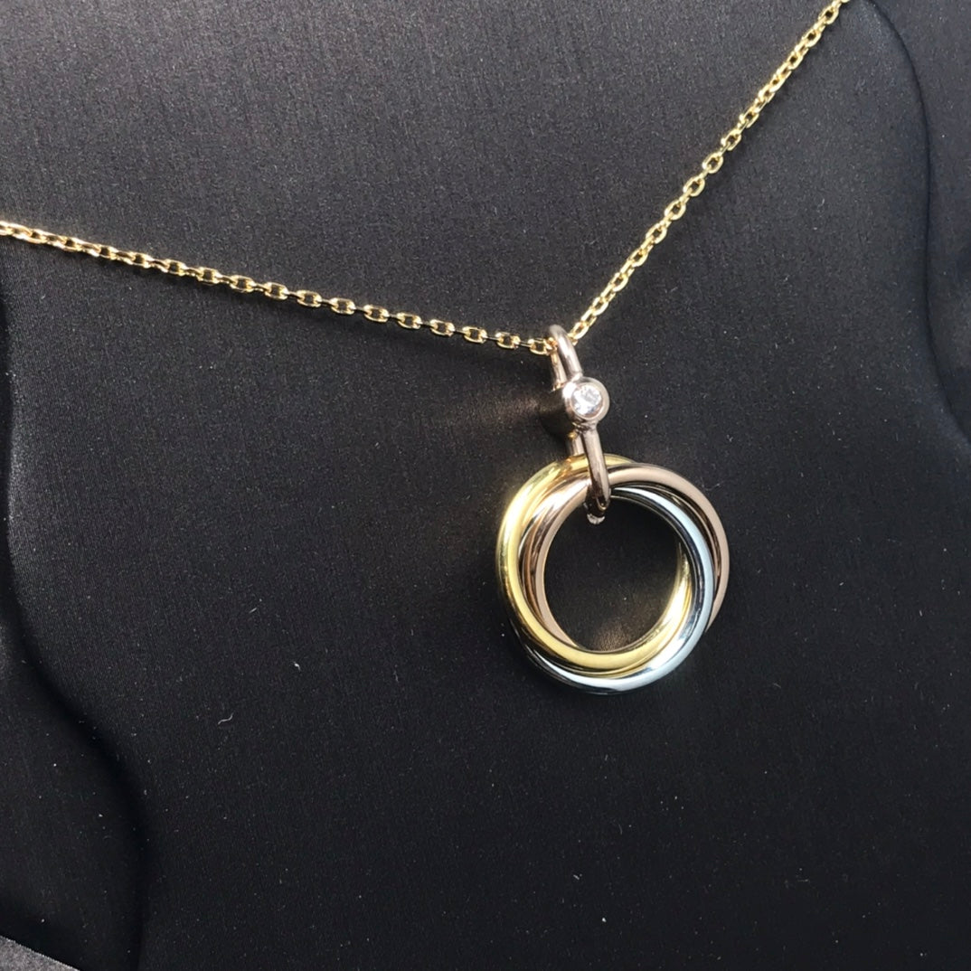 [✨ROSE✨]TRINITY SILVER GOLD PINK GOLD NECKLACE