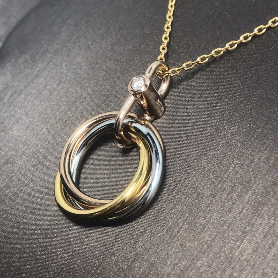[✨ROSE✨]TRINITY SILVER GOLD PINK GOLD NECKLACE