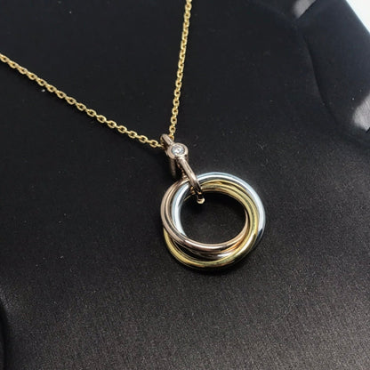[✨ROSE✨]TRINITY SILVER GOLD PINK GOLD NECKLACE