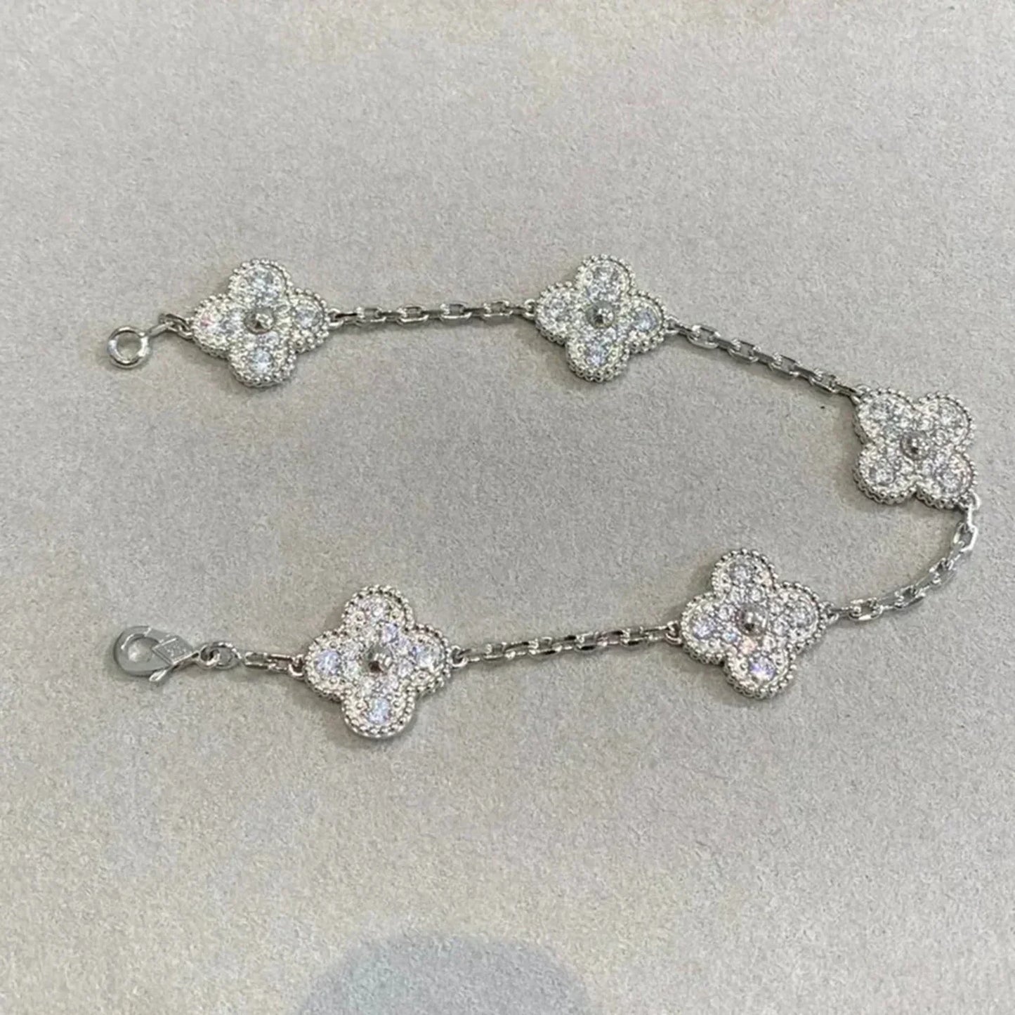 [✨ROSE✨]CLOVER 5 MOTIFS  DIAMOND BRACELET SILVER