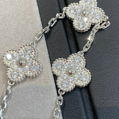 [✨ROSE✨]CLOVER 5 MOTIFS  DIAMOND BRACELET SILVER