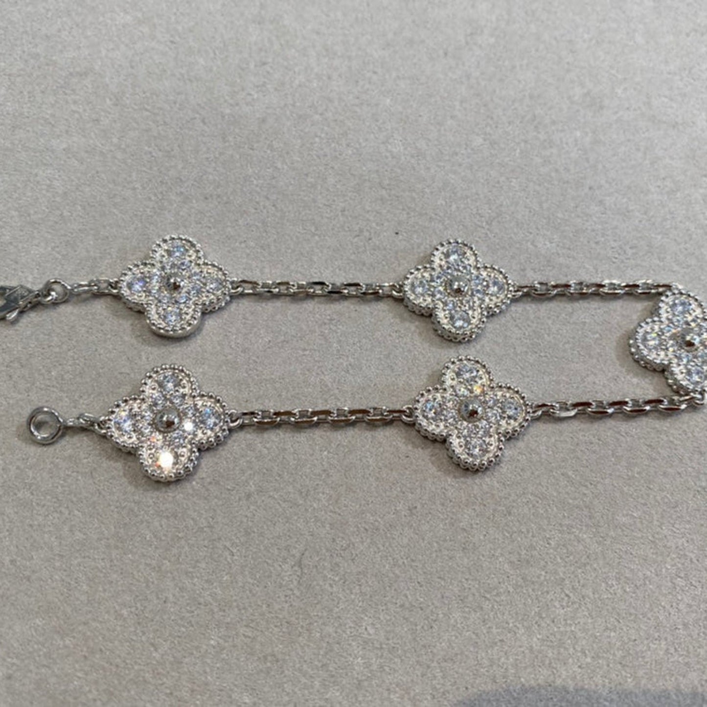 [✨ROSE✨]CLOVER 5 MOTIFS  DIAMOND BRACELET SILVER