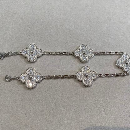 [✨ROSE✨]CLOVER 5 MOTIFS  DIAMOND BRACELET SILVER