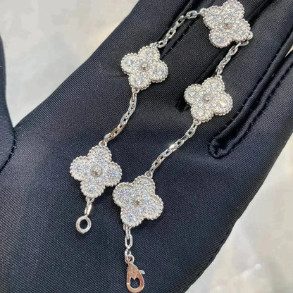 [✨ROSE✨]CLOVER 5 MOTIFS  DIAMOND BRACELET SILVER