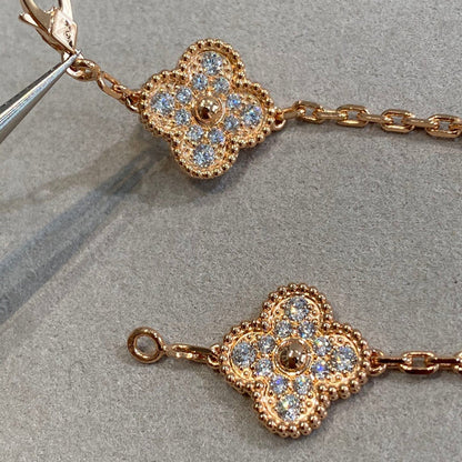 [✨ROSE✨]CLOVER 5 MOTIFS  FULL DIAMOND BRACELET