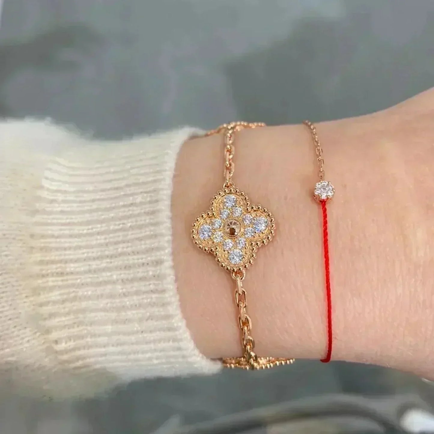 [✨ROSE✨]CLOVER 5 MOTIFS  FULL DIAMOND BRACELET