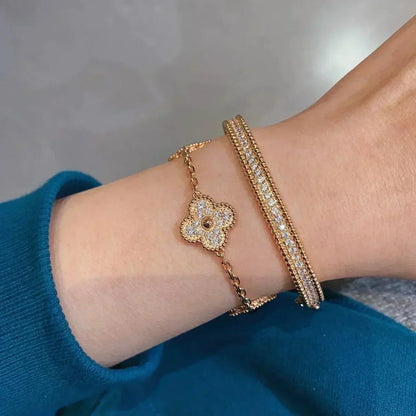 [✨ROSE✨]CLOVER 5 MOTIFS  FULL DIAMOND BRACELET