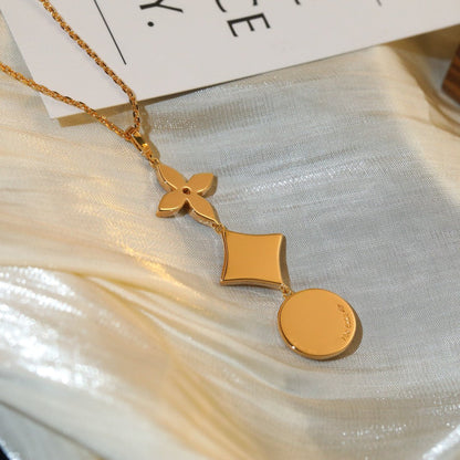 [✨ROSE✨]STAR AND SUN DIAMOND PINK GOLD NECKLACE