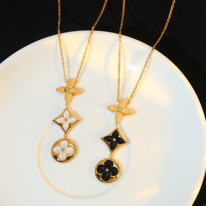 [✨ROSE✨]STAR AND SUN ONYX PINK GOLD NECKLACE