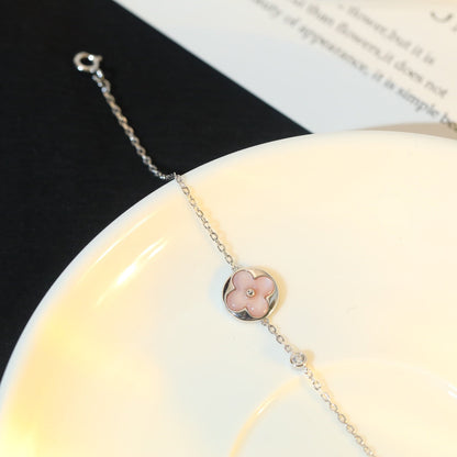 [✨ROSE✨]SUN MOTIF PINK MOP SILVER BRACELET