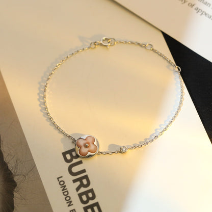 [✨ROSE✨]SUN MOTIF PINK MOP SILVER BRACELET