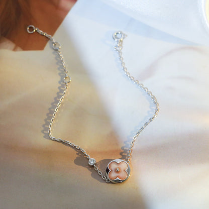 [✨ROSE✨]SUN MOTIF PINK MOP SILVER BRACELET