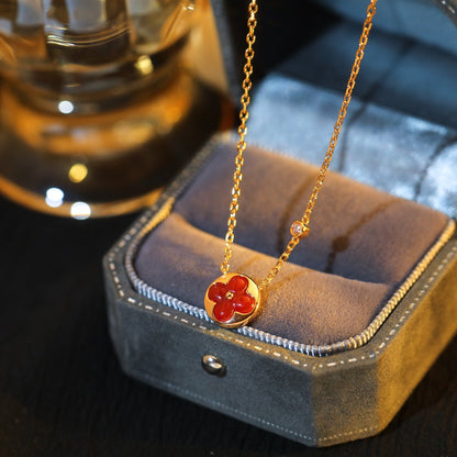 [✨ROSE✨]SUN PEDANT PINK GOLD 1 DIAMOND NECKLACE