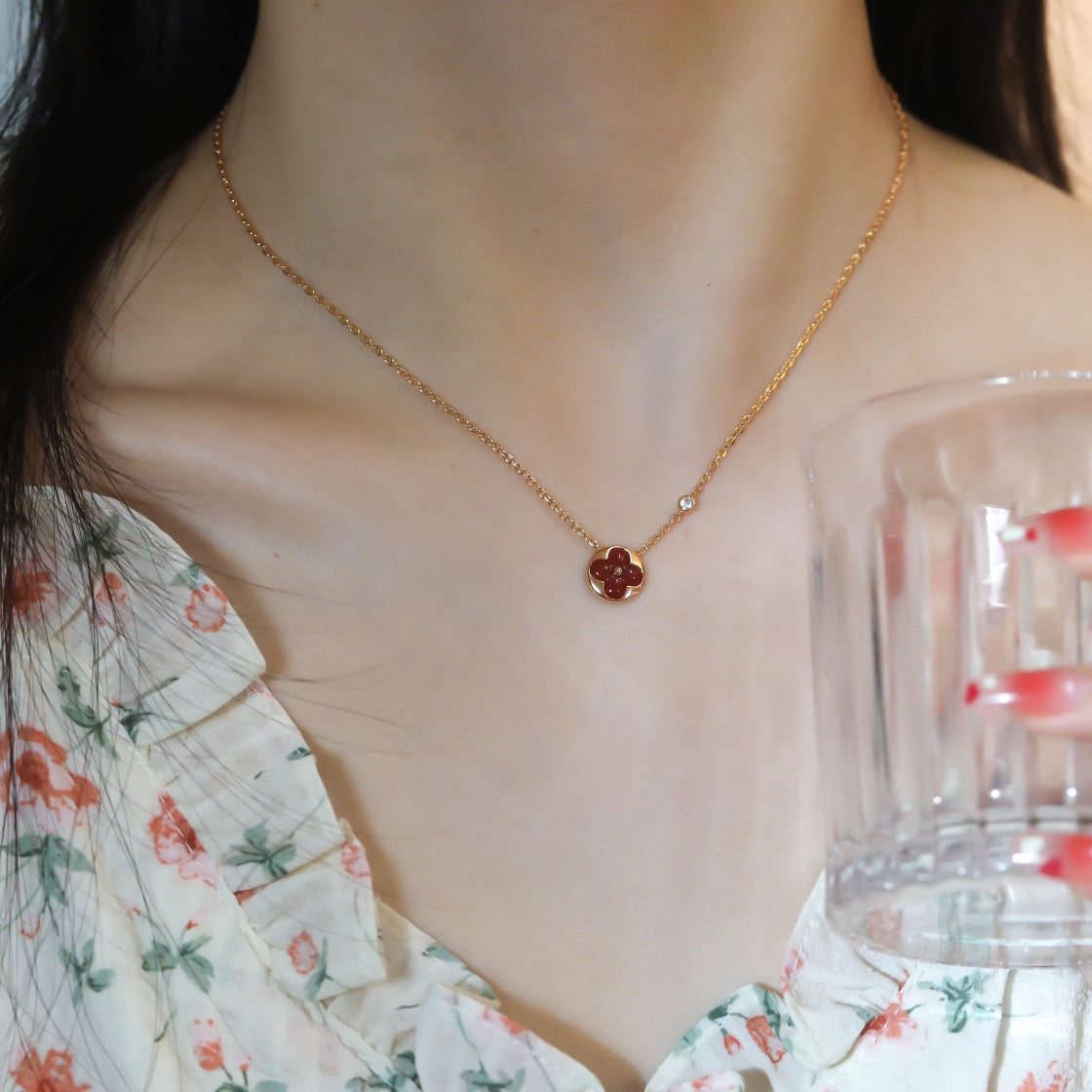 [✨ROSE✨]SUN PEDANT PINK GOLD 1 DIAMOND NECKLACE