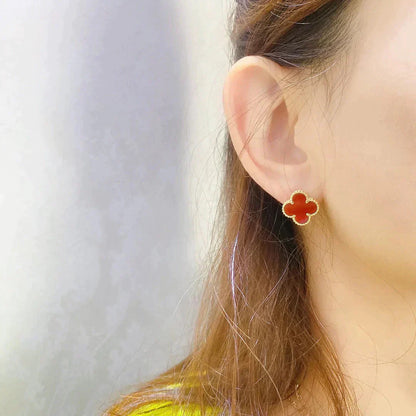 [✨ROSE✨]CLOVER MEDIUM 1 MOTIFS CARNELIAN  EARRINGS