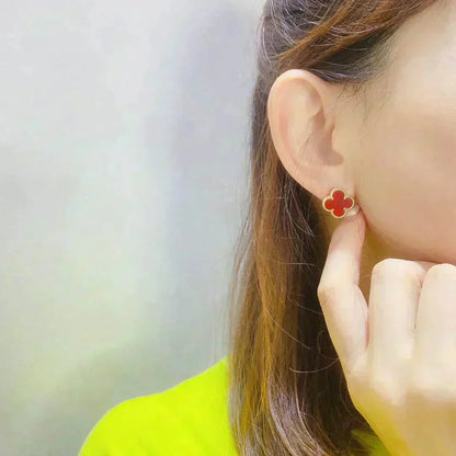 [✨ROSE✨]CLOVER MEDIUM 1 MOTIFS CARNELIAN  EARRINGS