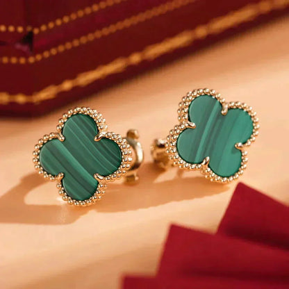 [✨ROSE✨]CLOVER MEDIUM 1 MOTIFS MALACHITE  EARRINGS