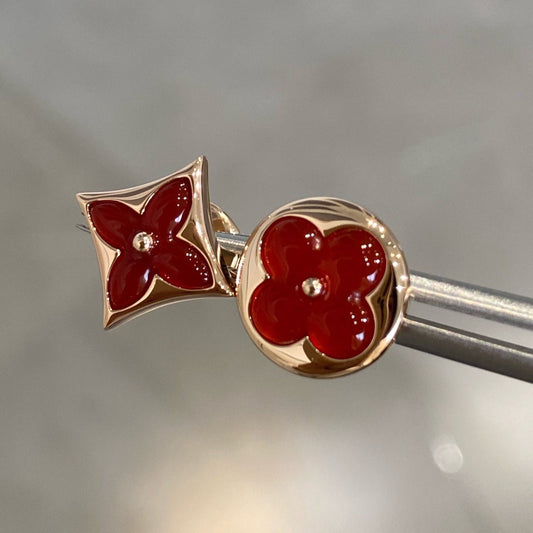 [✨ROSE✨]STAR AND SUN PINK GOLD CARNELIAN STUD EARRINGS