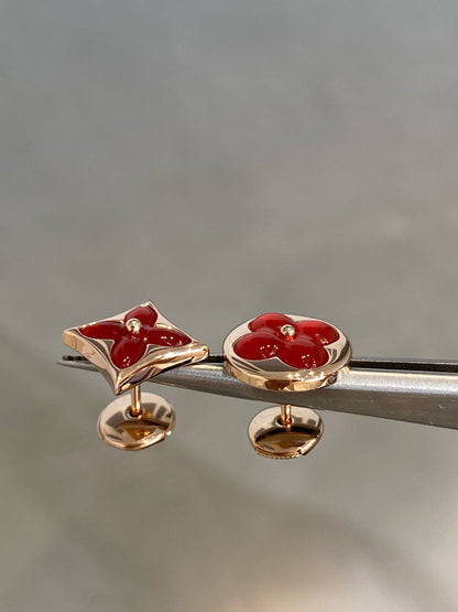[✨ROSE✨]STAR AND SUN PINK GOLD CARNELIAN STUD EARRINGS