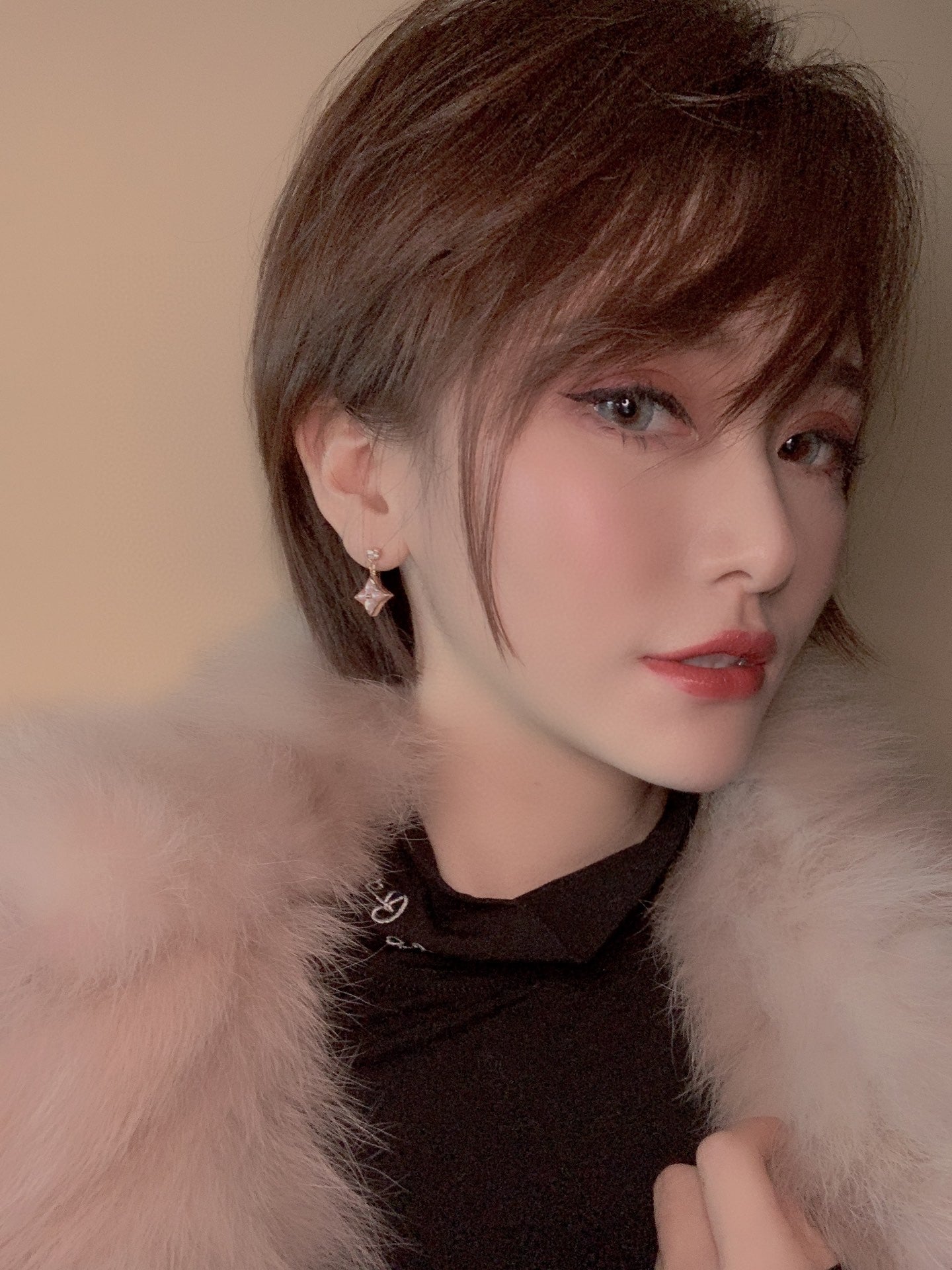 [✨ROSE✨]DOUBLE STAR PINK GOLD MOP DROP EARRINGS