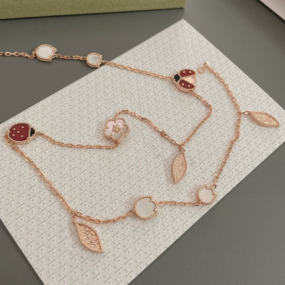 [✨ROSE✨]LUCKY SPRING 15 MOTIFS ROSE GOLD NECKLACE