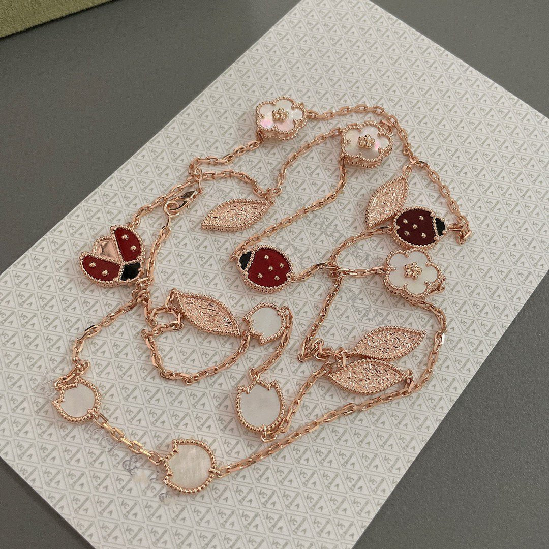 [✨ROSE✨]LUCKY SPRING 15 MOTIFS ROSE GOLD NECKLACE