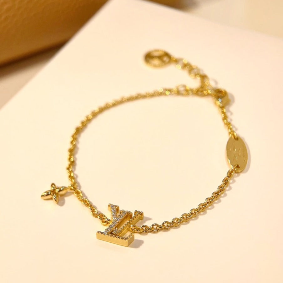 [✨ROSE✨]LOGO STAR MOTIF GOLD BRACELET