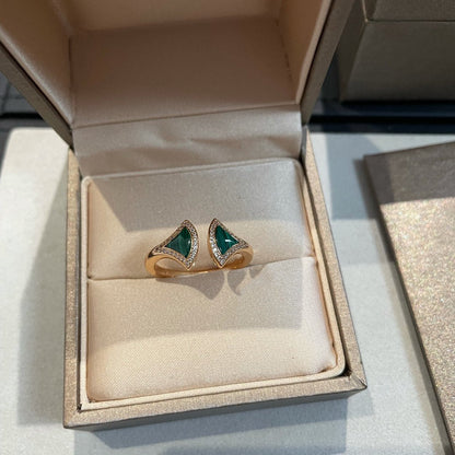 [✨ROSE✨]DREAM MALACHITE DIAMOND OPEN RING