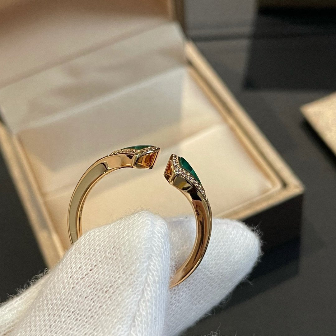 [✨ROSE✨]DREAM MALACHITE DIAMOND OPEN RING