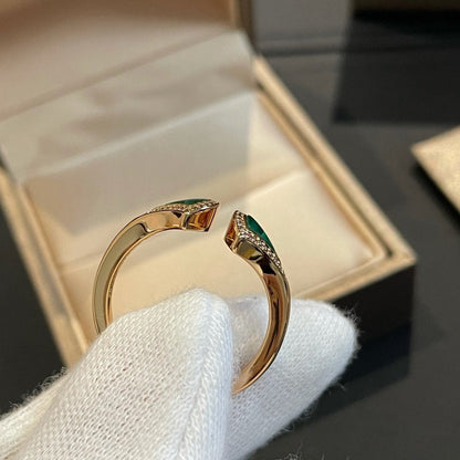 [✨ROSE✨]DREAM MALACHITE DIAMOND OPEN RING