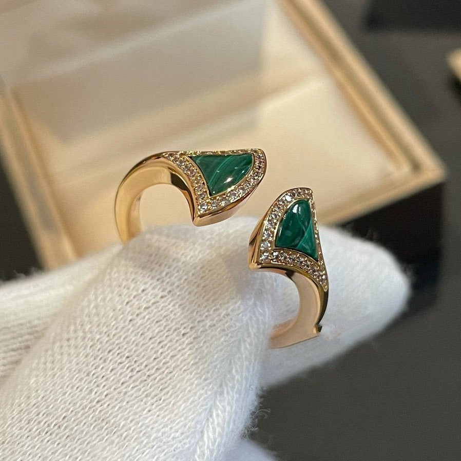 [✨ROSE✨]DREAM MALACHITE DIAMOND OPEN RING