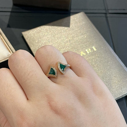 [✨ROSE✨]DREAM MALACHITE DIAMOND OPEN RING